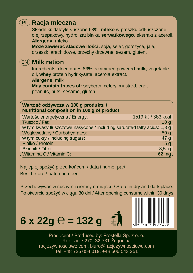 Frostella Racja Mleczna 500 kcal